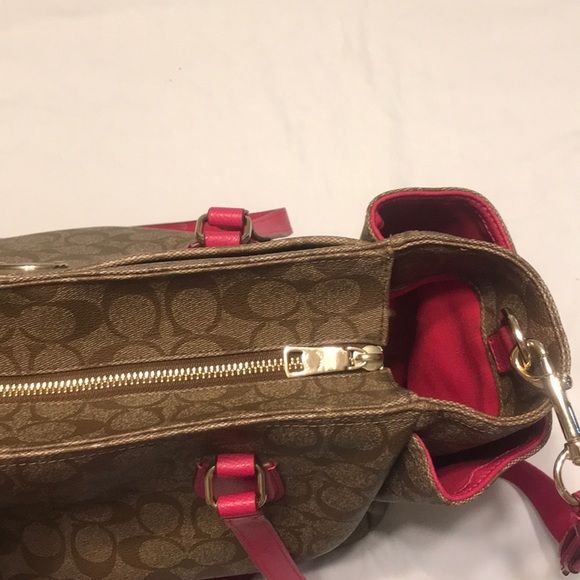 Coach Signature Saddle and Pink Coated Canvas Bag - Picture 16 of 16